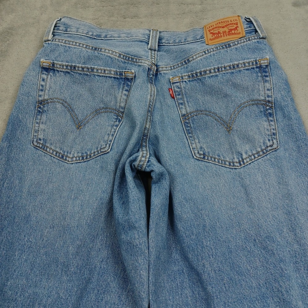 Levis Jeans Womens 29 Blue Denim Baggy Wide Leg Distressed Light Wash - Picture 7 of 10